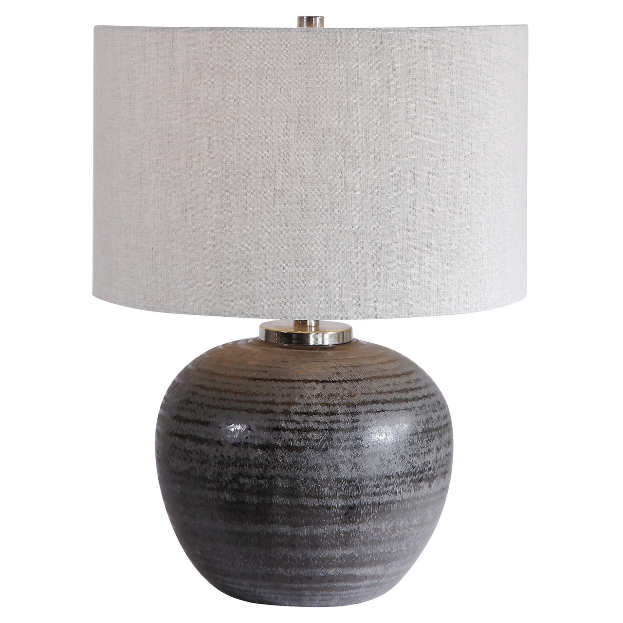 Round Prism Mini Table Lamp With Matching Fabric Shade Black