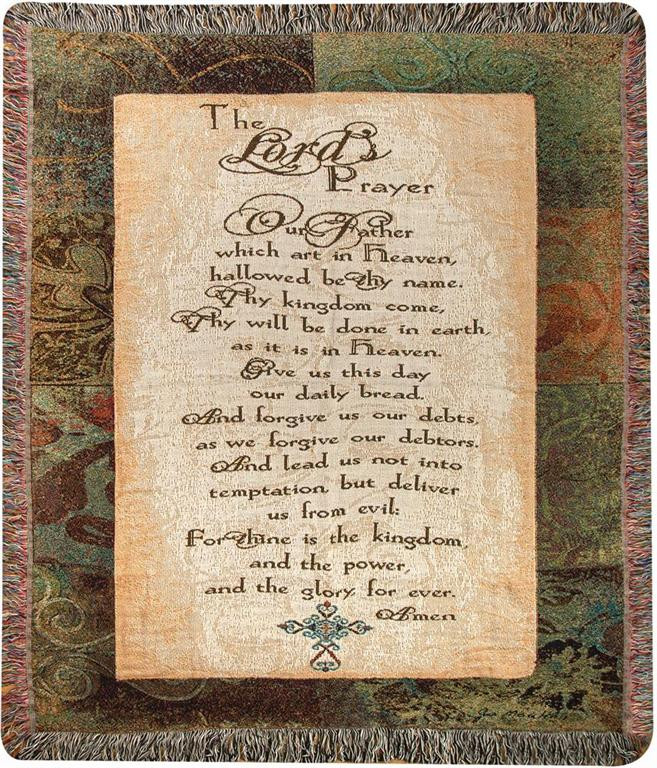 Inspirational The Lord S Prayer Brown Rectangular Tapestry Throw