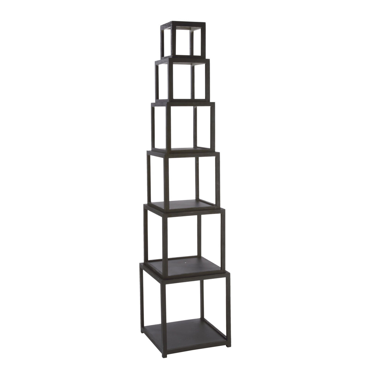 Set of 6 Black Distressed Open Stacking Cubes 19.75
