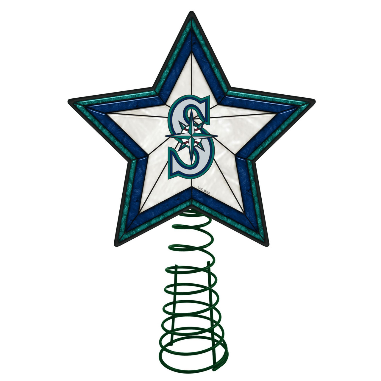 10 Lighted Blue & Green Star MLB Seattle Mariners Christmas Tree