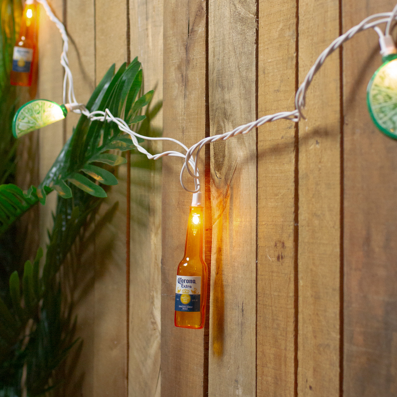 Corona Extra Beer Bottle & Lime Patio Light Set - 9' White Wire
