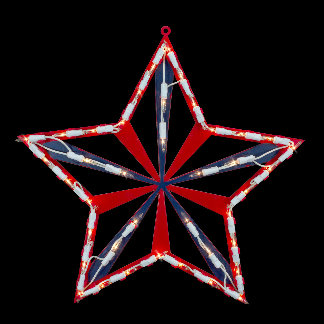 14 Lighted Red & Blue Patriotic Star Window Silhouette - Clear Lights