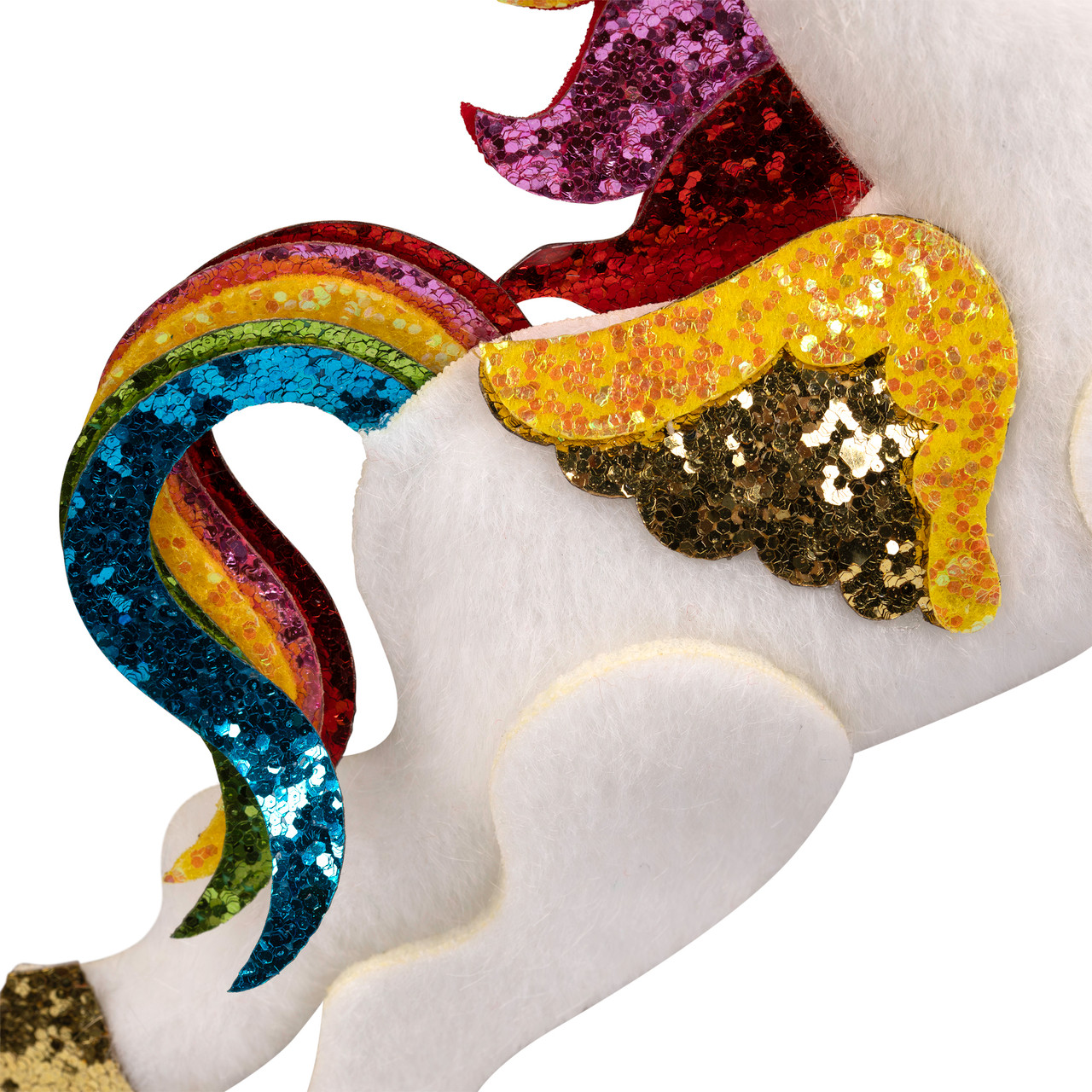 Plush Leaping Rainbow Unicorn Christmas Ornament - 6.5