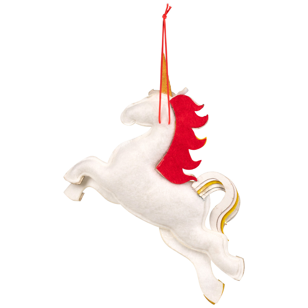 Plush Leaping Rainbow Unicorn Christmas Ornament - 6.5