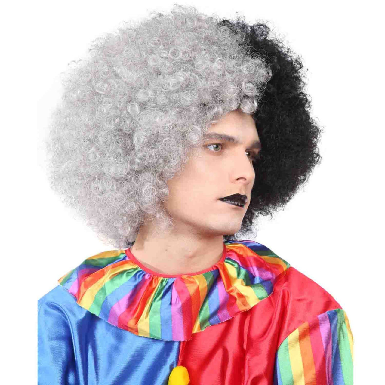 black and white afro wig