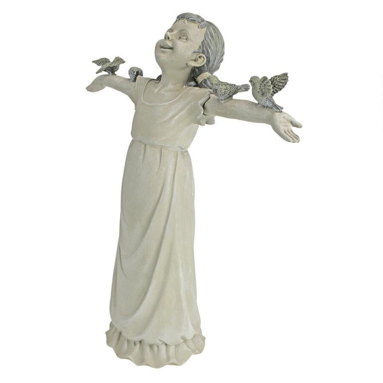 18" Gray Basking in God's Glory Little Girl Outdoor Garden Statue