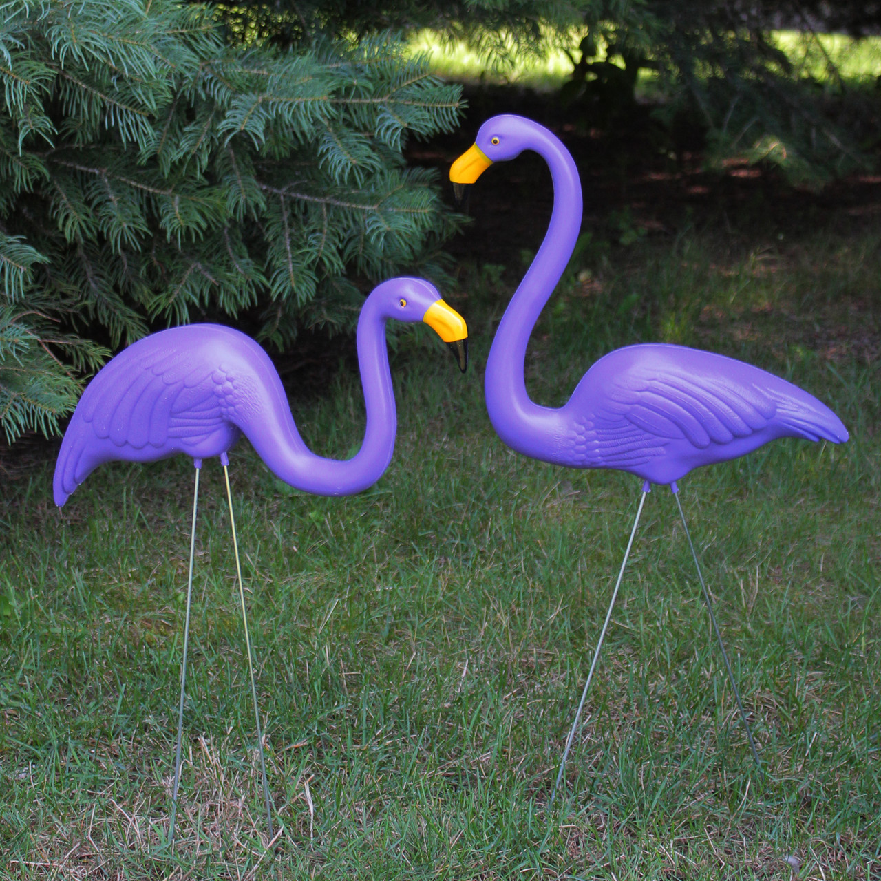 Set of 2 Tropical Purple Flamingo Outdoor Lawn Stakes 33