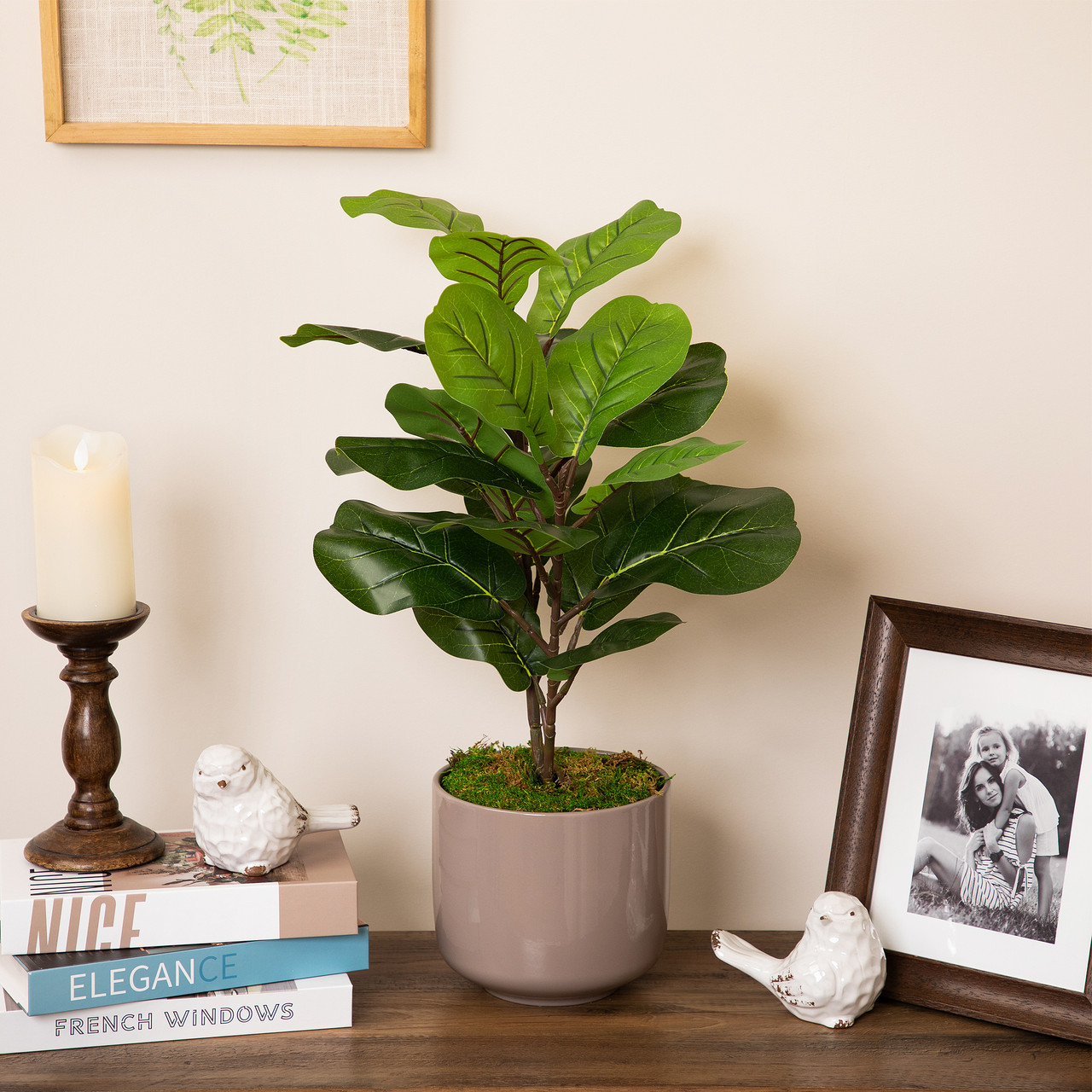 Two-Tone Fiddle Leaf Fig Artificial Potted Plant - 26" - Green | Christmas  Central