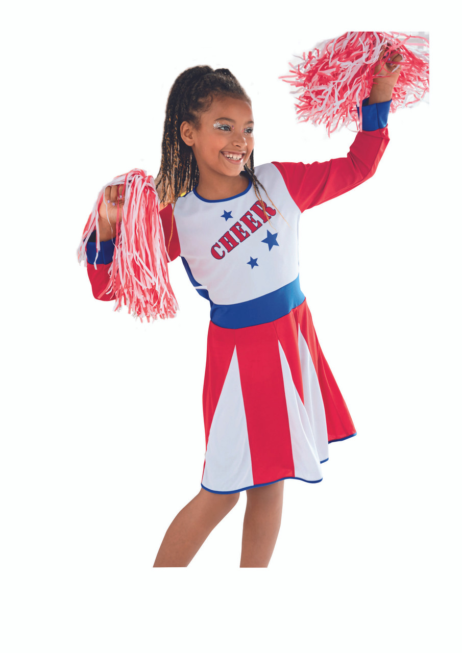 Girls Cheerleader Costume Childrens Child Fancy Dress Kids ADD ON Pom Poms