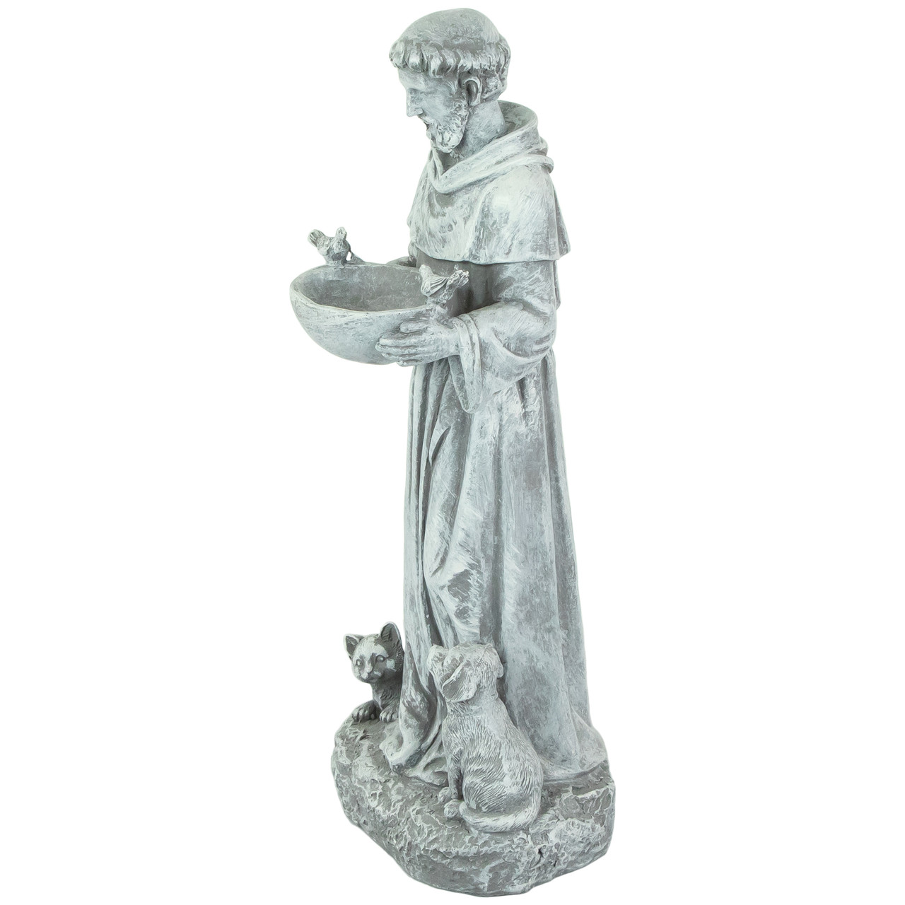 15.5" St. Francis Outdoor Bird Feeder Garden Statue Christmas Central