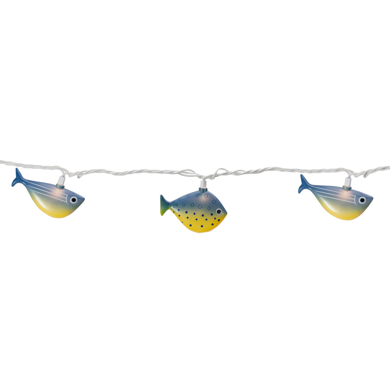 10 Blue & Yellow Fish Mini Summer Patio String Lights – 8.5 ft Green ...