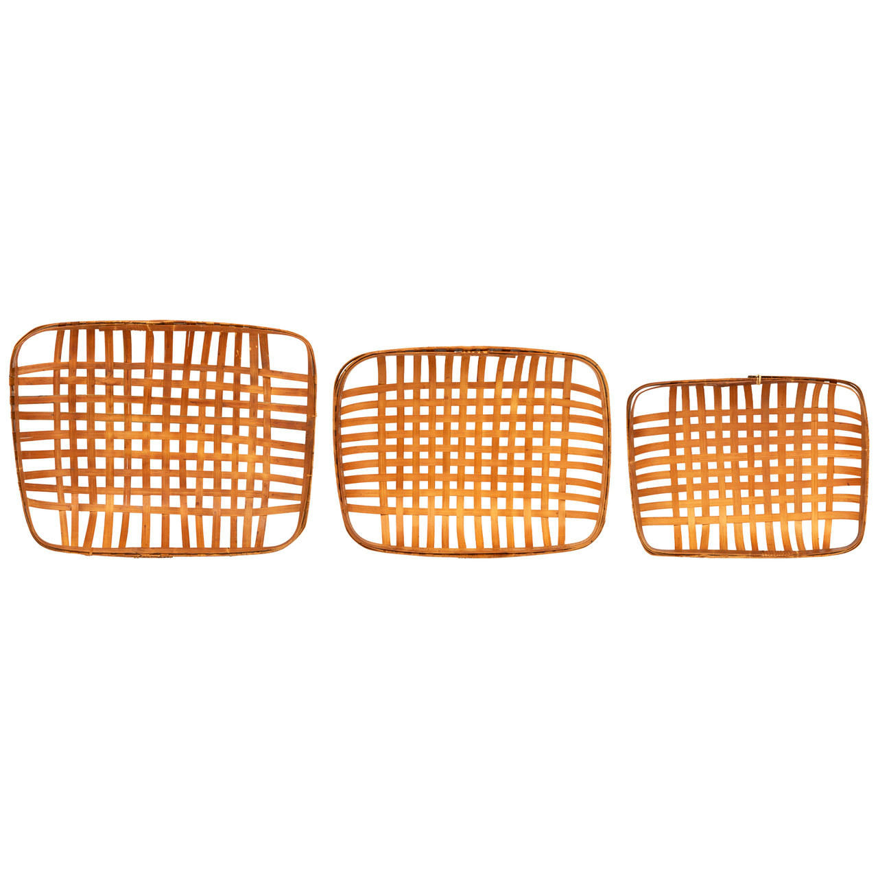 brown tobacco basket Rectangular Lattice Tobacco Baskets - Brown - Set of 3