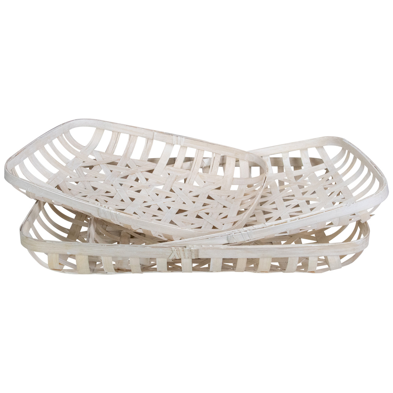 set of 3 tobacco baskets Rectangular Lattice Tobacco Baskets - White