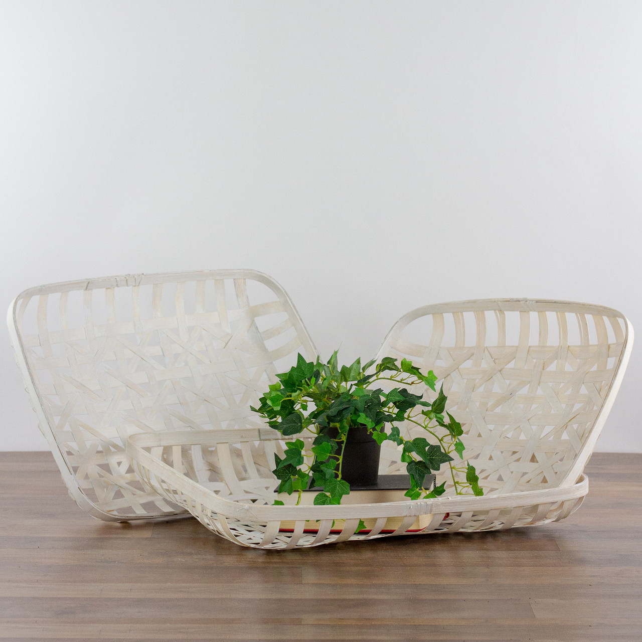 set of 3 tobacco baskets Northlight Rectangular Lattice Tobacco Baskets - White