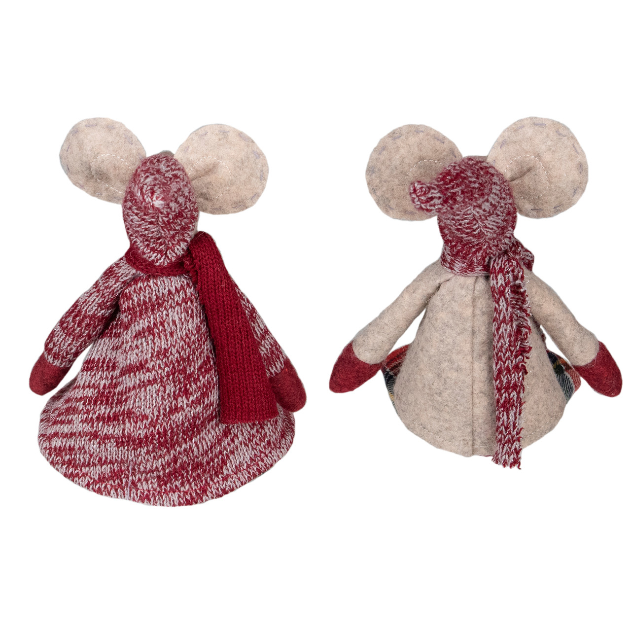 Boy & Girl Sitting Plush Christmas Mice Figures - 16" - Set of 2 ...