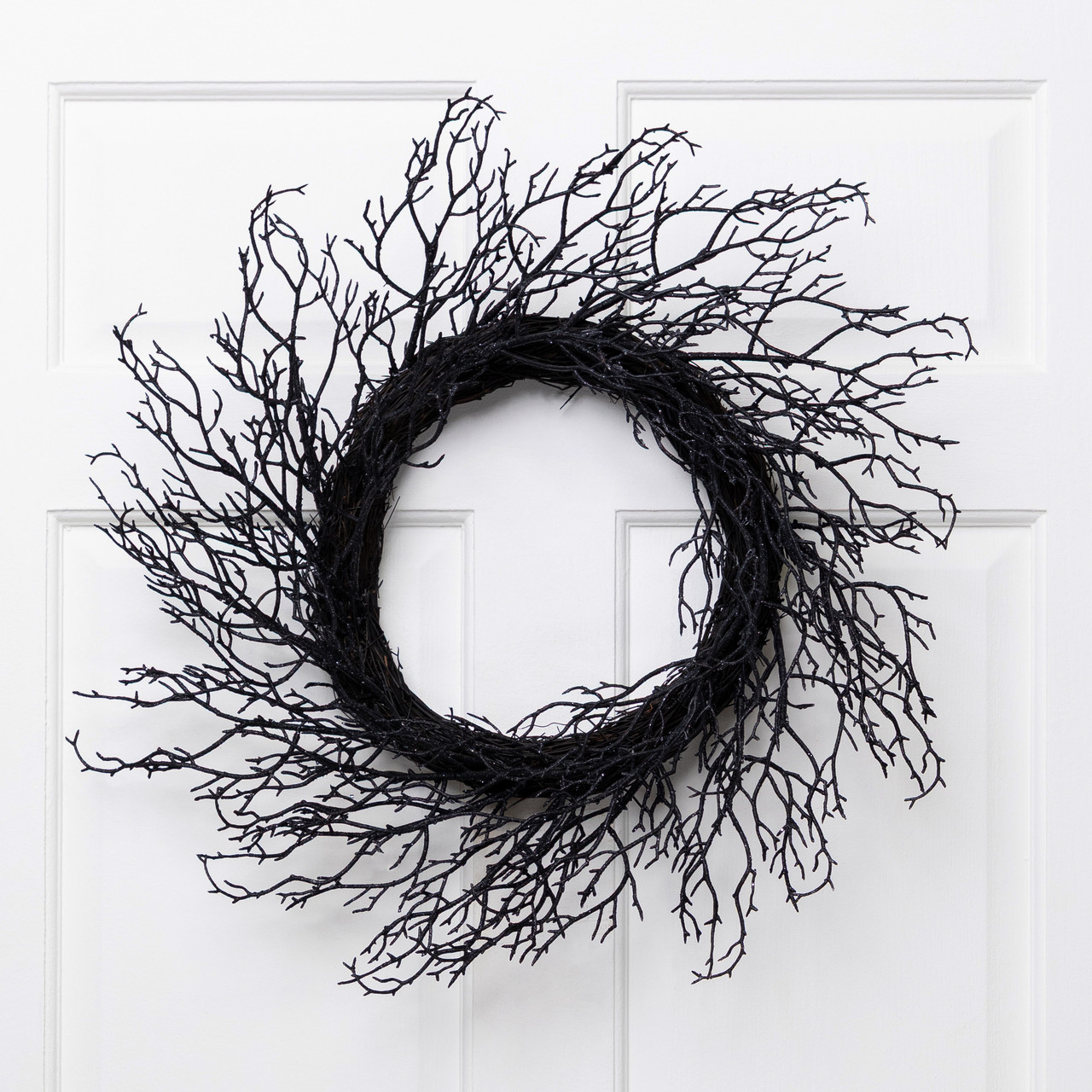 Black Twig Artificial Halloween Wreath, 24Inch, Unlit Christmas Central