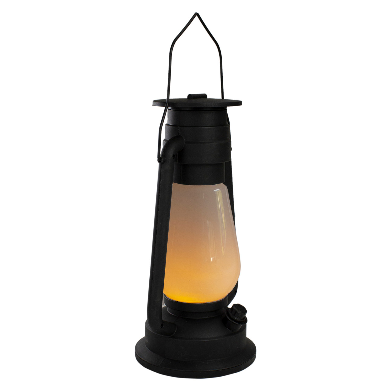 12 Black LED Lighted Battery Operated Lantern with Flickering Light