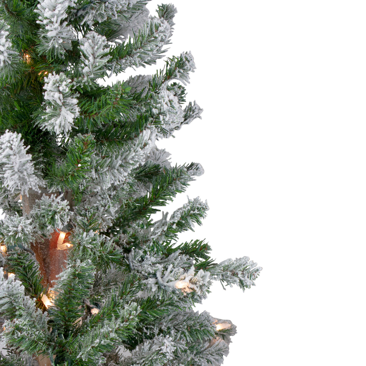 4ft Pre-Lit Flocked Alpine Artificial Christmas Tree, Clear Lights ...