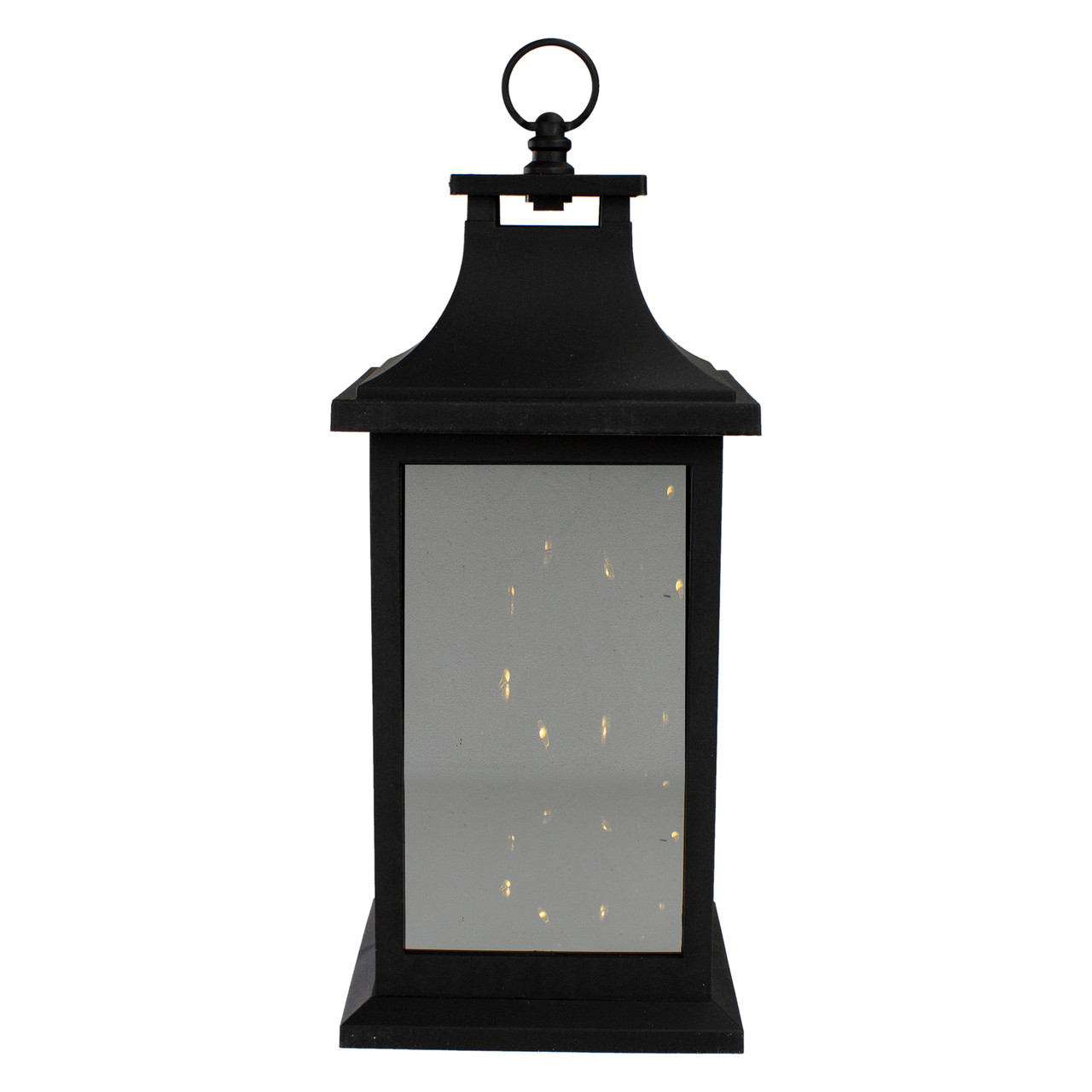 12 Black LED Lighted Battery Operated Lantern with Flickering Light