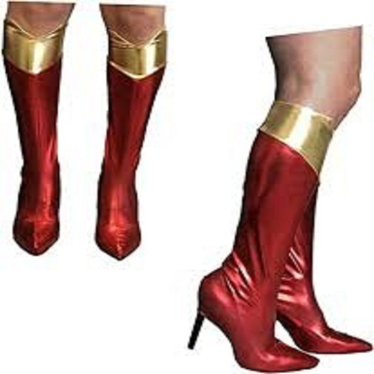 Gold Red Supergirl Boot Tops Girls Halloween Accessory- 6+