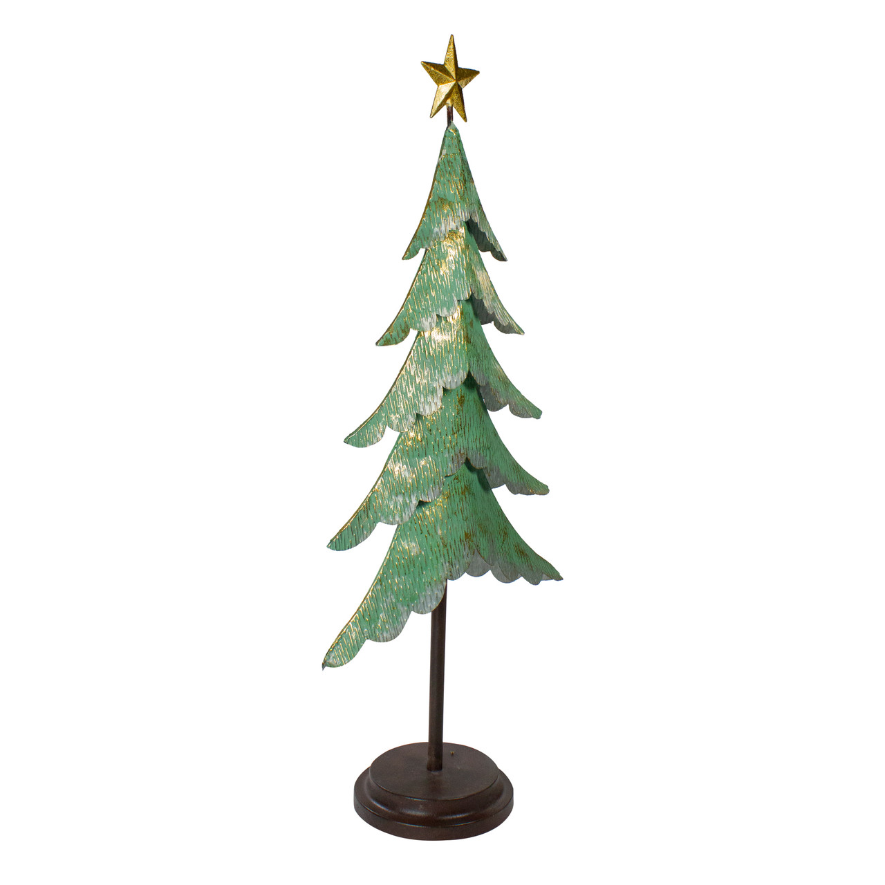 Ceramic Christmas Tree - Tabletop Christmas Tree Lights - 6.75 Small Green Chri