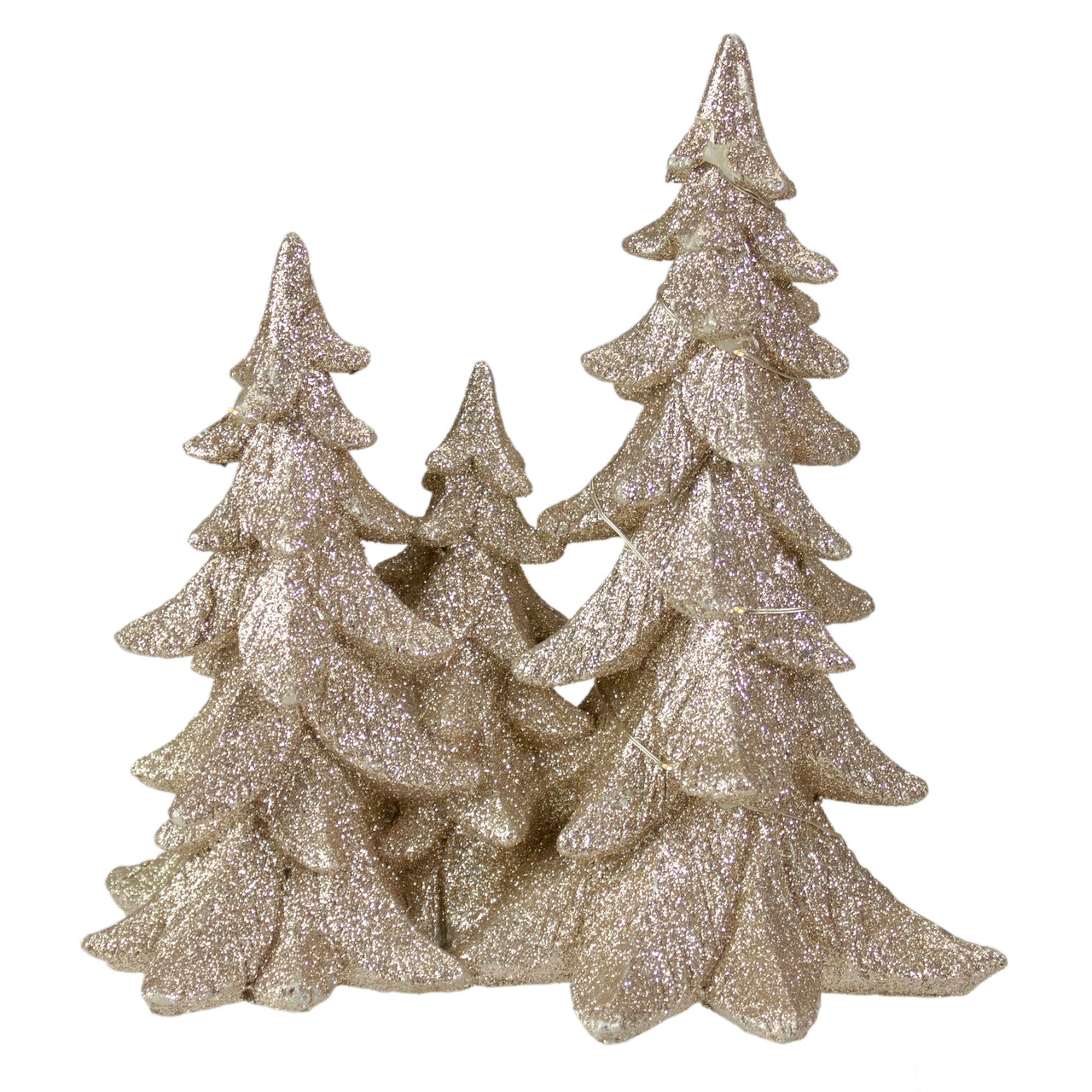 8 Champagne Gold Glittered Christmas Tree Trio Tabletop Decoration Christmas Central