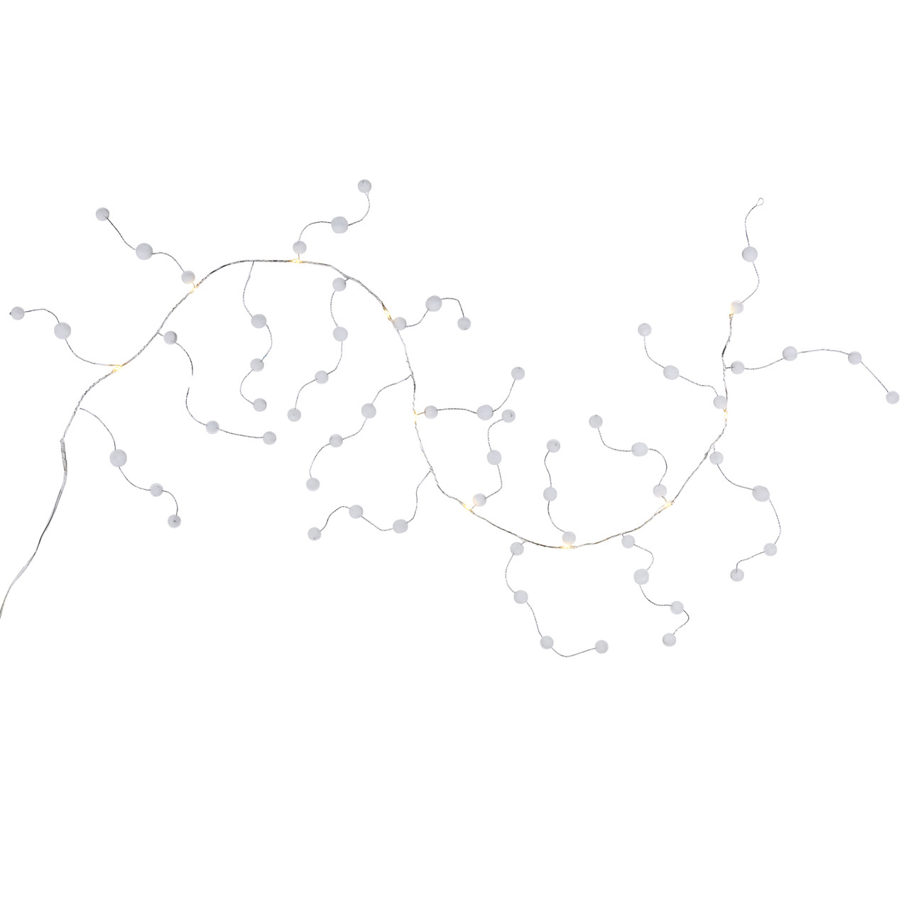 10-Count B/O Warm White LED Pom Pom Garland Christmas Lights - 3' Clear ...