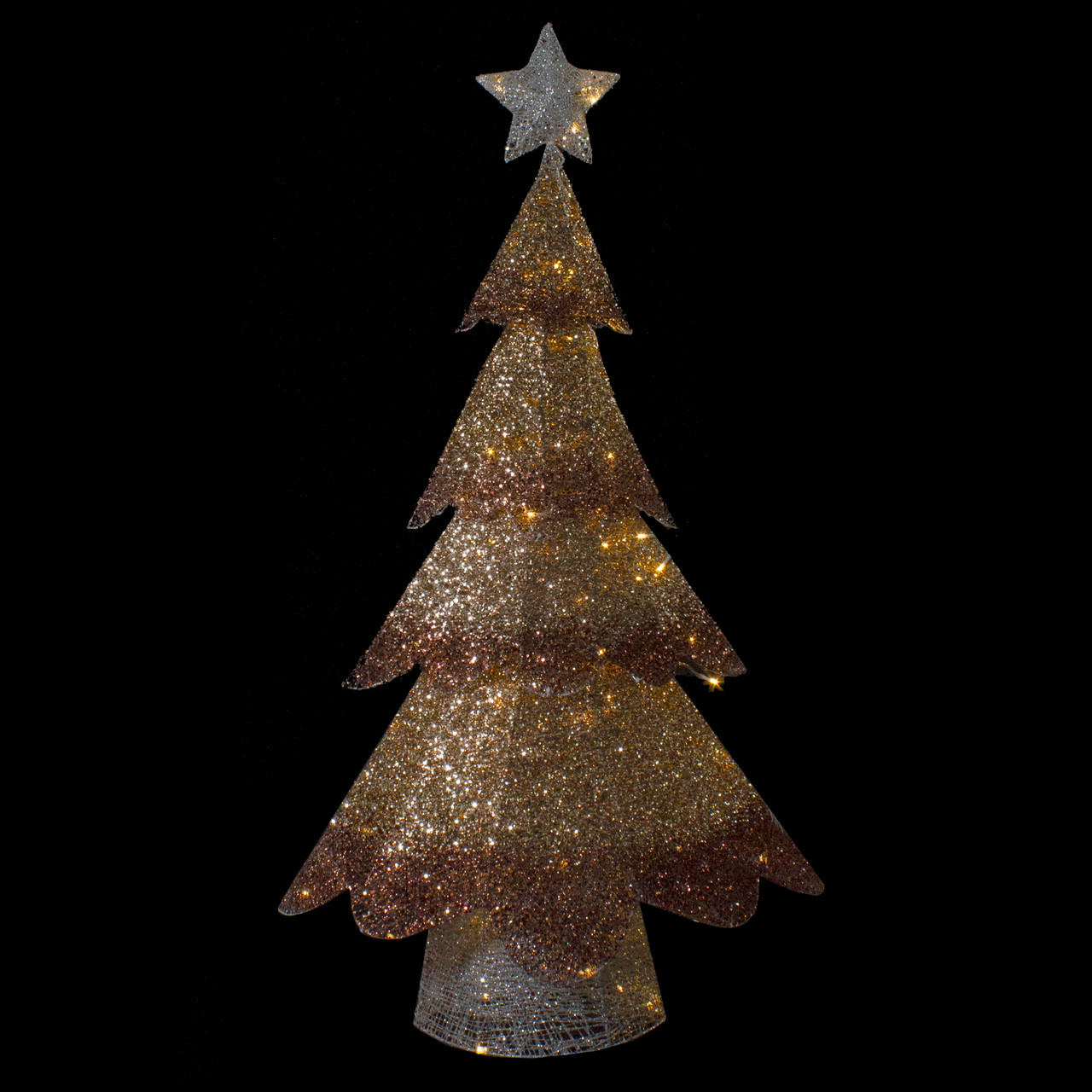 46Inch LED Lighted Bronze Gold Mesh Christmas Tree Outdoor Decoration Christmas Central