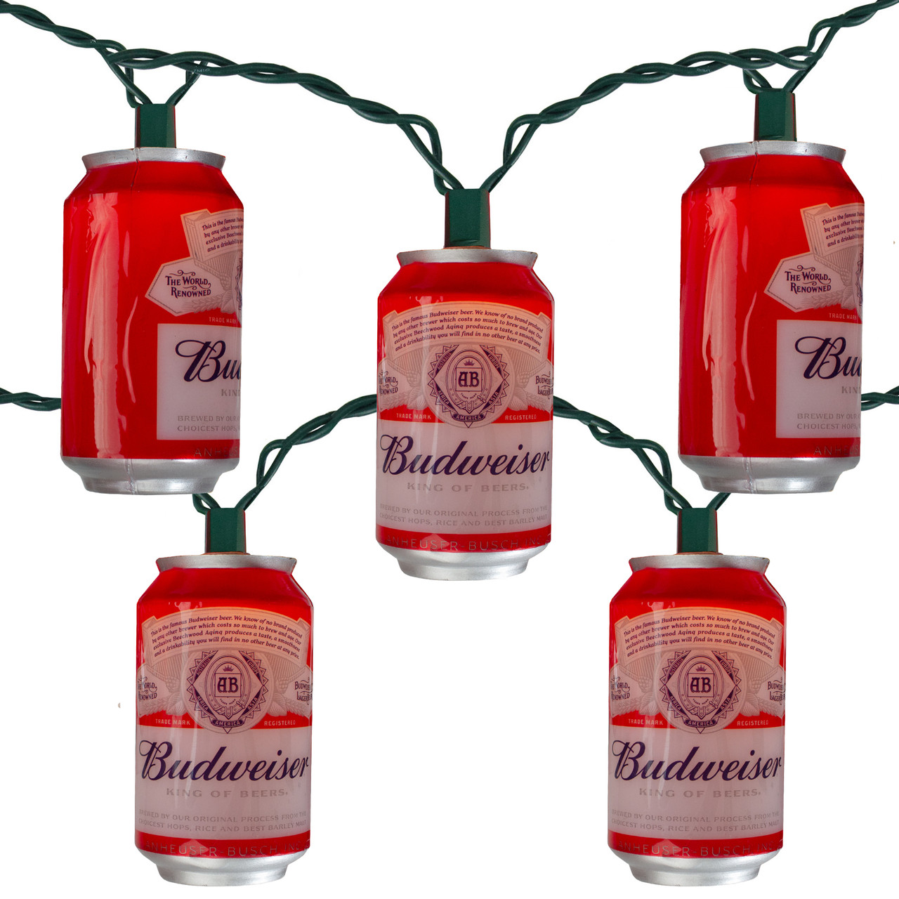 Red Anheuser-Busch Budweiser Can Patio Lights - Red - 9' Green