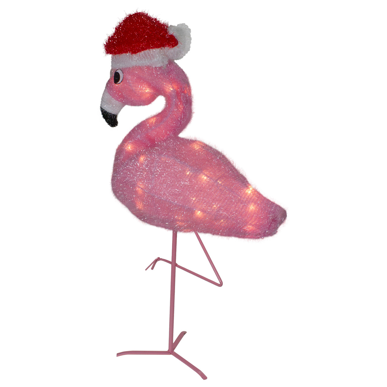 thumbnail image 2 of Funny Lighted Palm Tree & Flamingo With Santa Hat – Outdoor LED Christmas Decoration 2 of 6