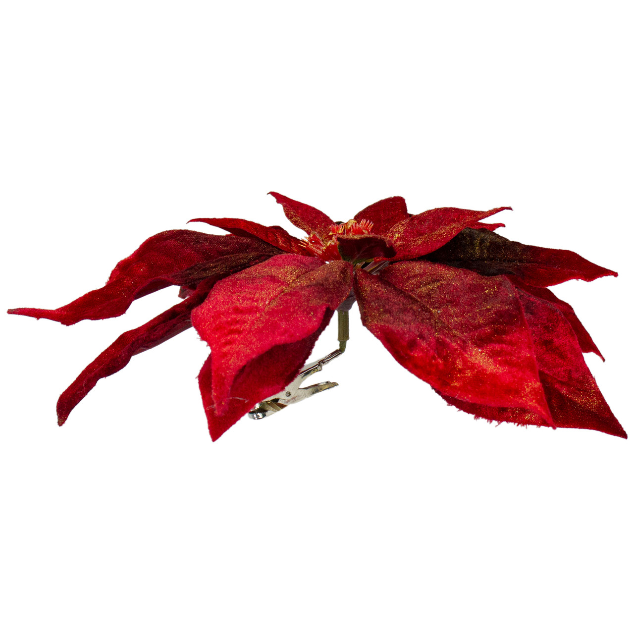 9" Red Artificial Poinsettia ClipOn Christmas Ornament Christmas Central
