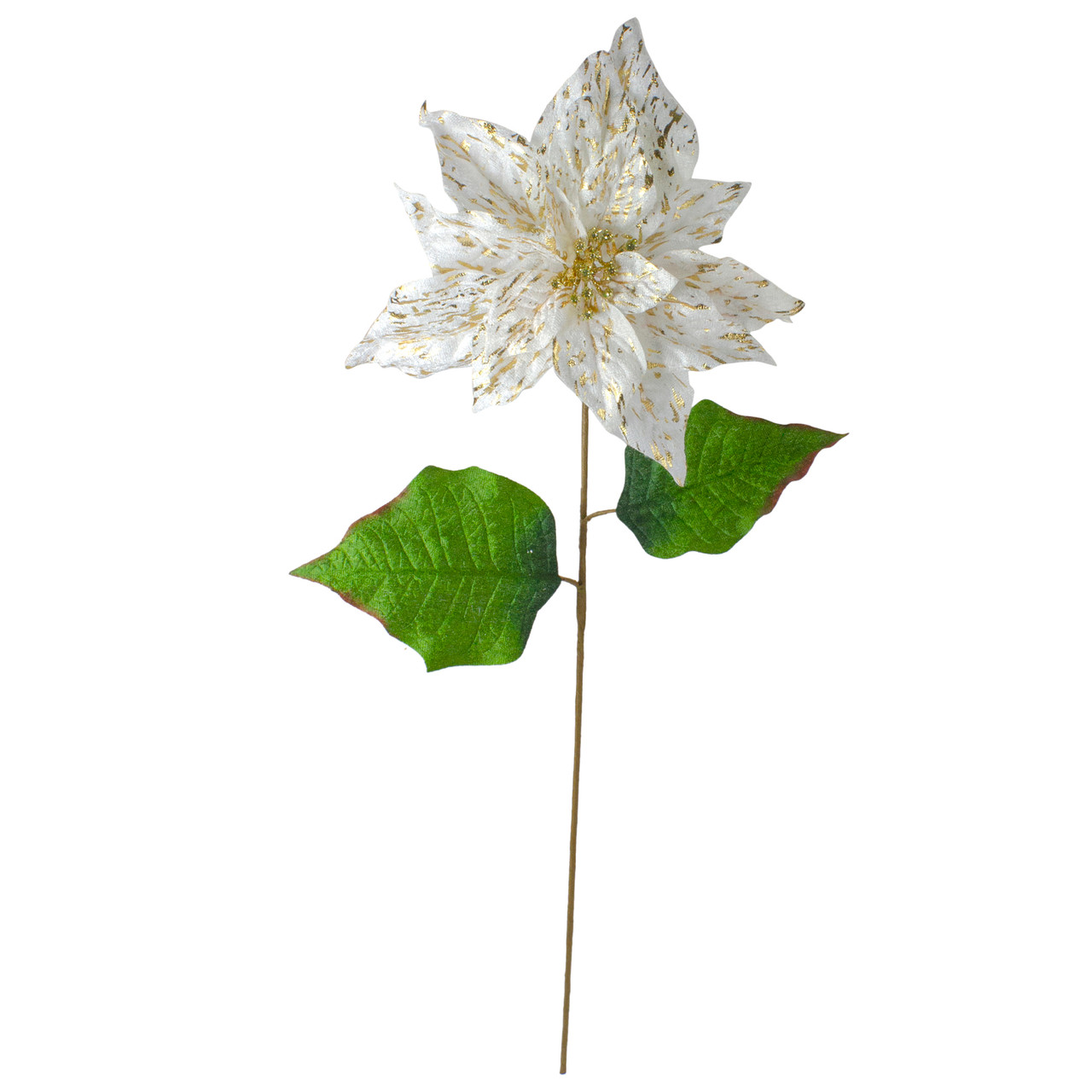 24 White & Gold Artificial Christmas Poinsettia Flower