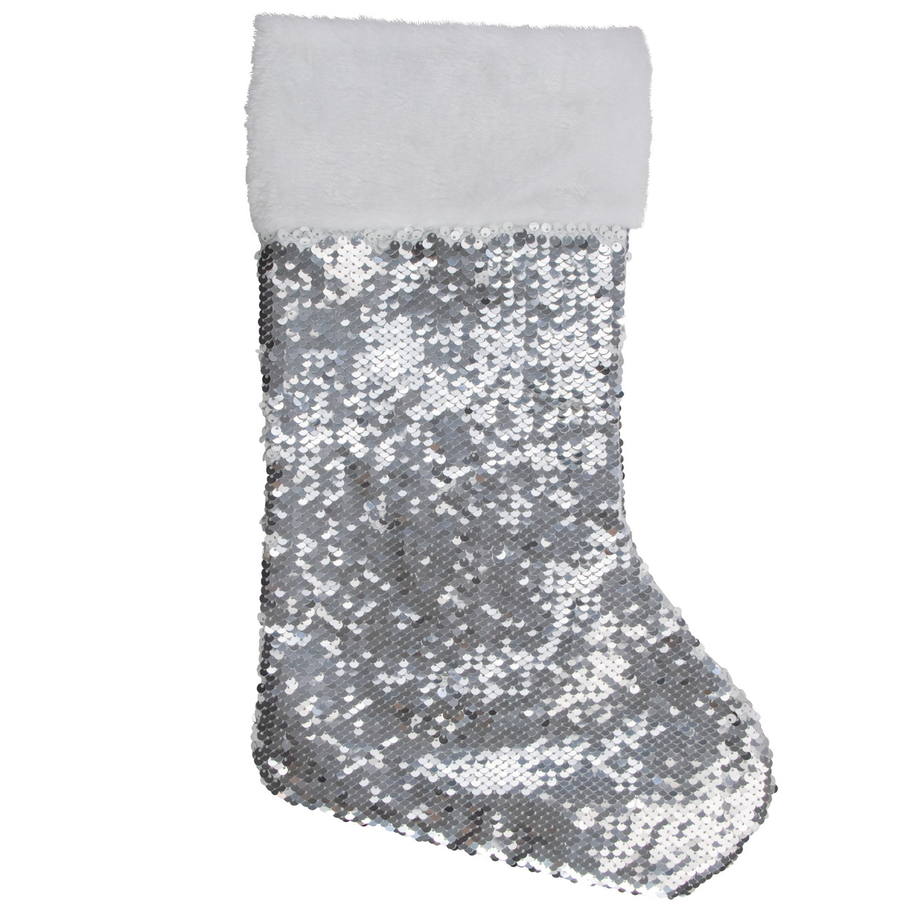 Silver Sequin Christmas Stocking 
