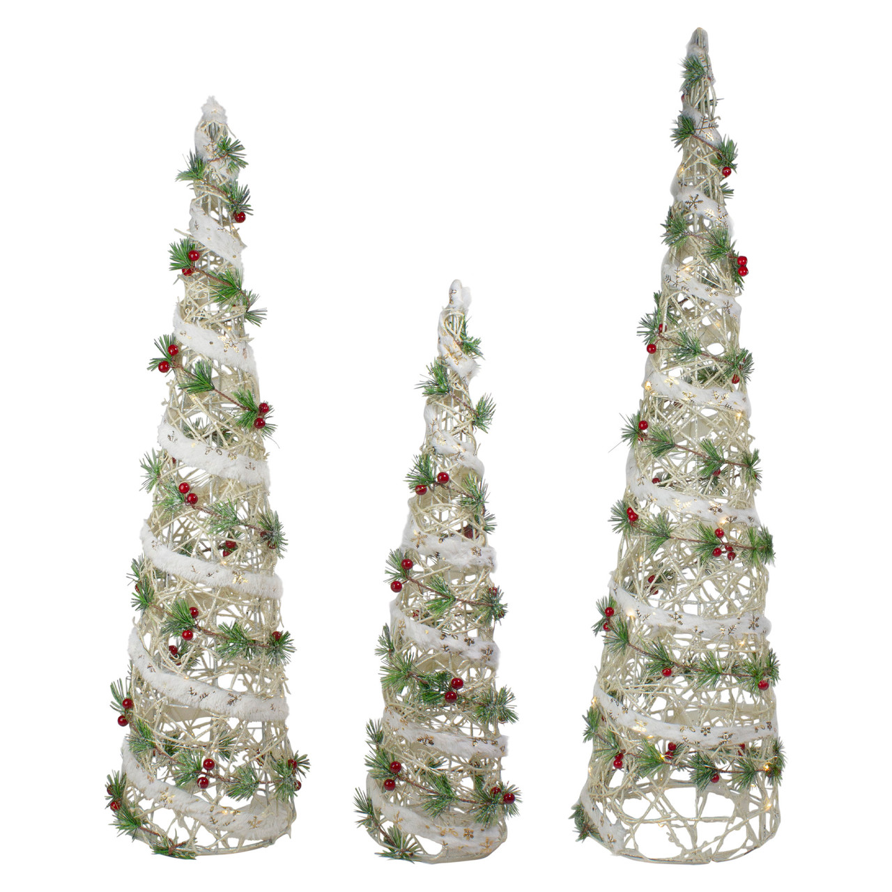 6.5 Brown/White Snowed Pine Cone Ornament Box - Set of 3