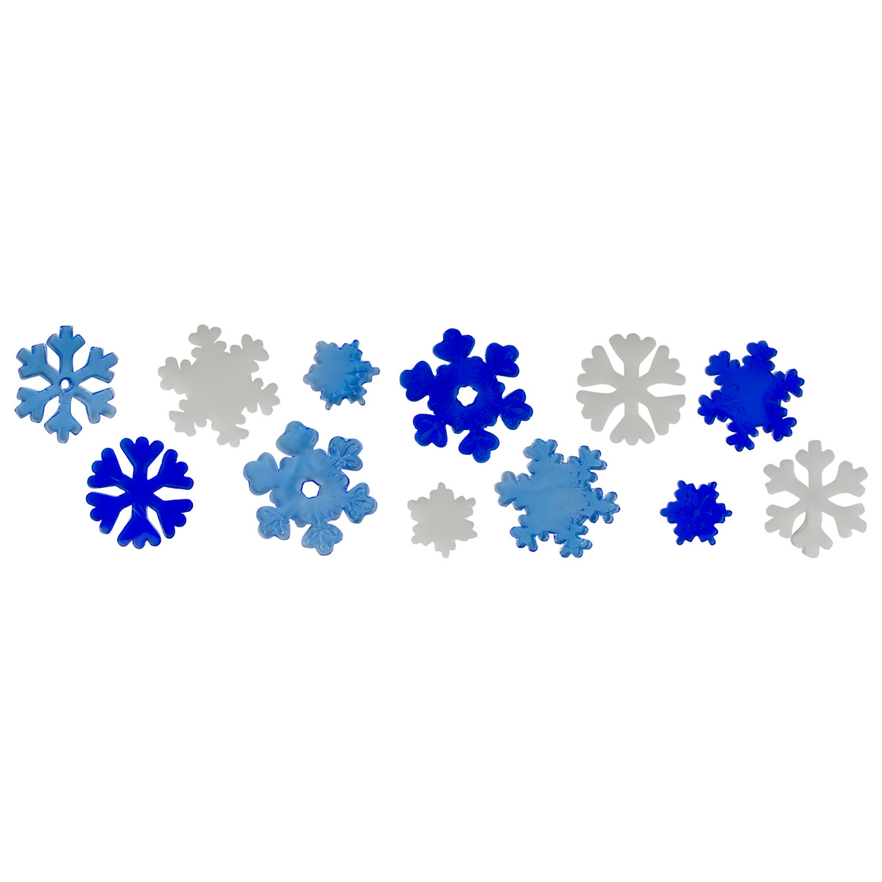 12-Piece Blue & White Snowflake Gel Christmas Window Clings