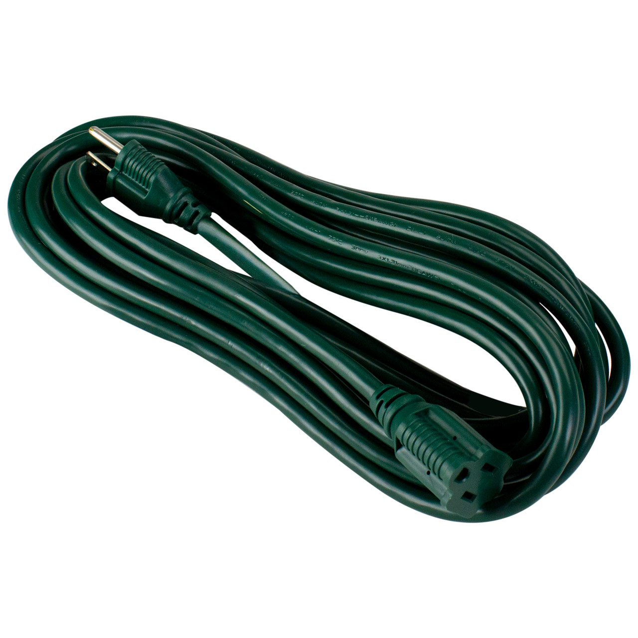 25ft Green 3-Prong Outdoor Extension Power Cord with Outlet Block