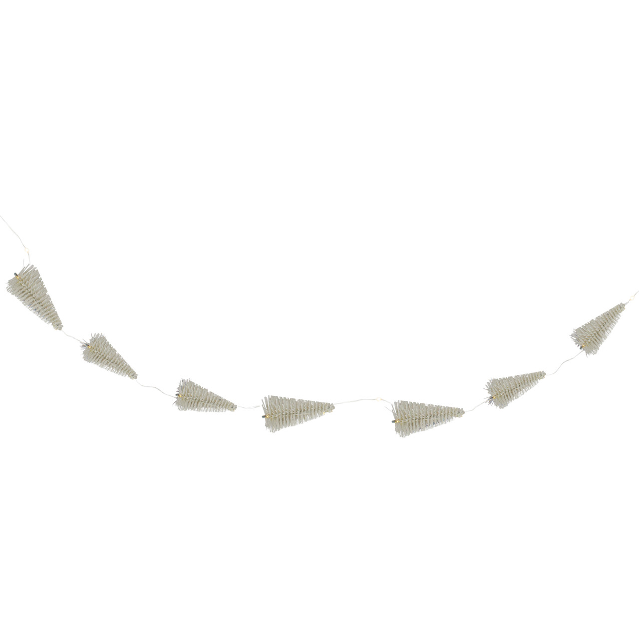 6.5' LED Lighted White Mini Sisal Tree Christmas Garland Warm White