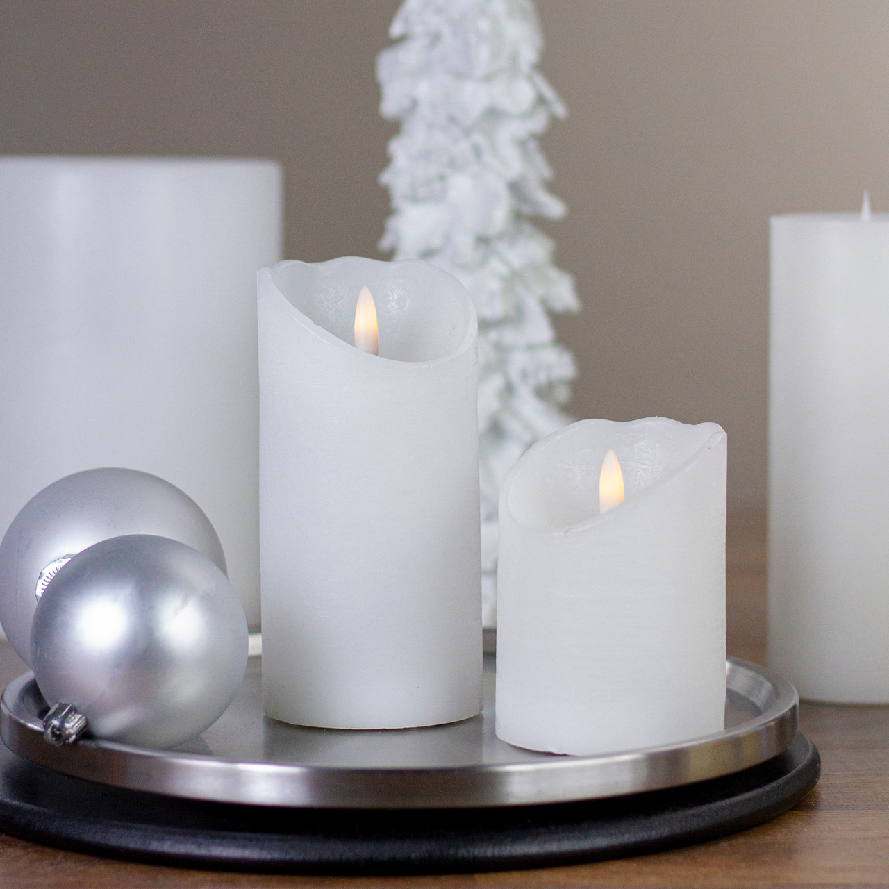 4" LED White Flameless Battery Operated Wax Candle Christmas Central