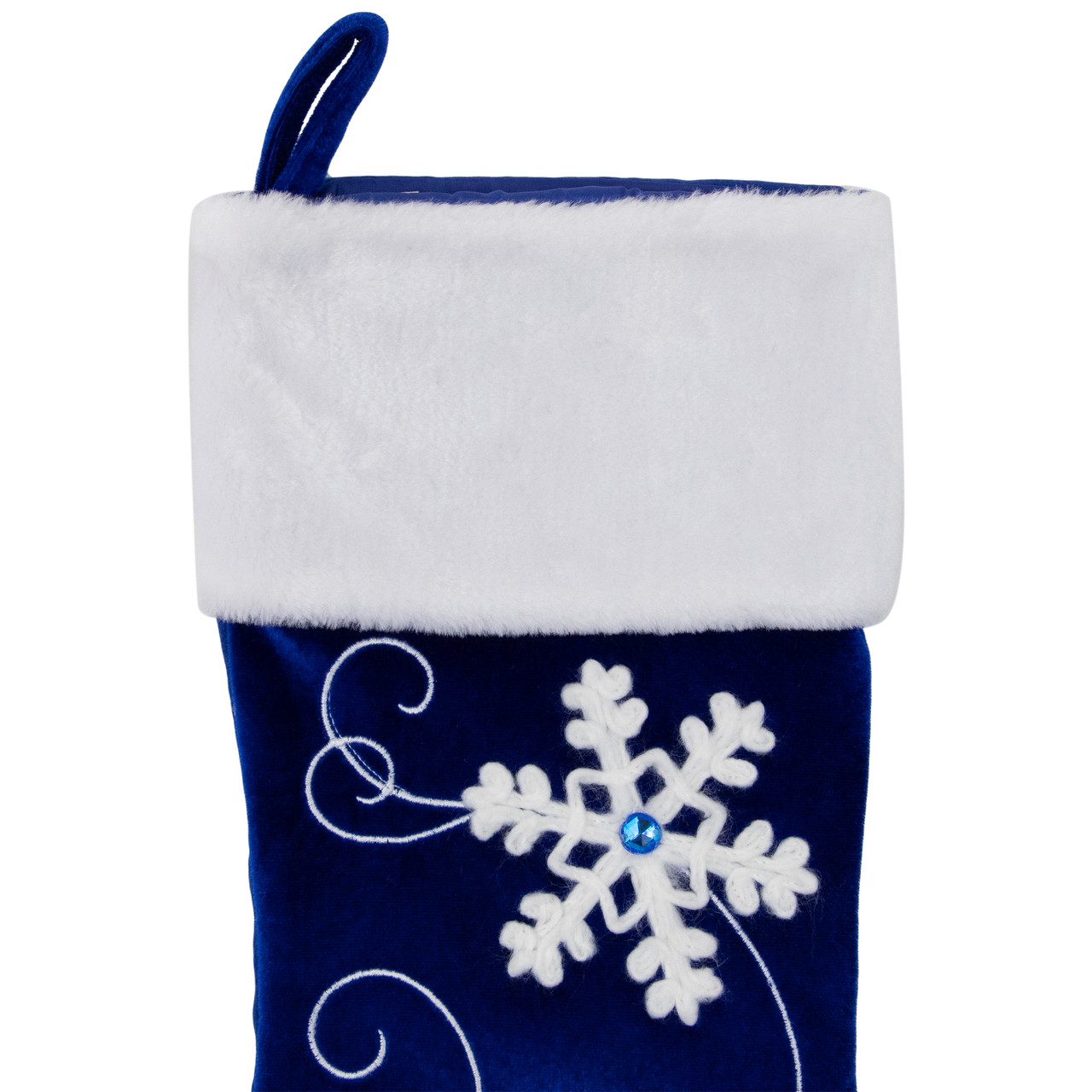 20.5-Inch Royal Blue Velvet & White Snowflake Christmas Stocking