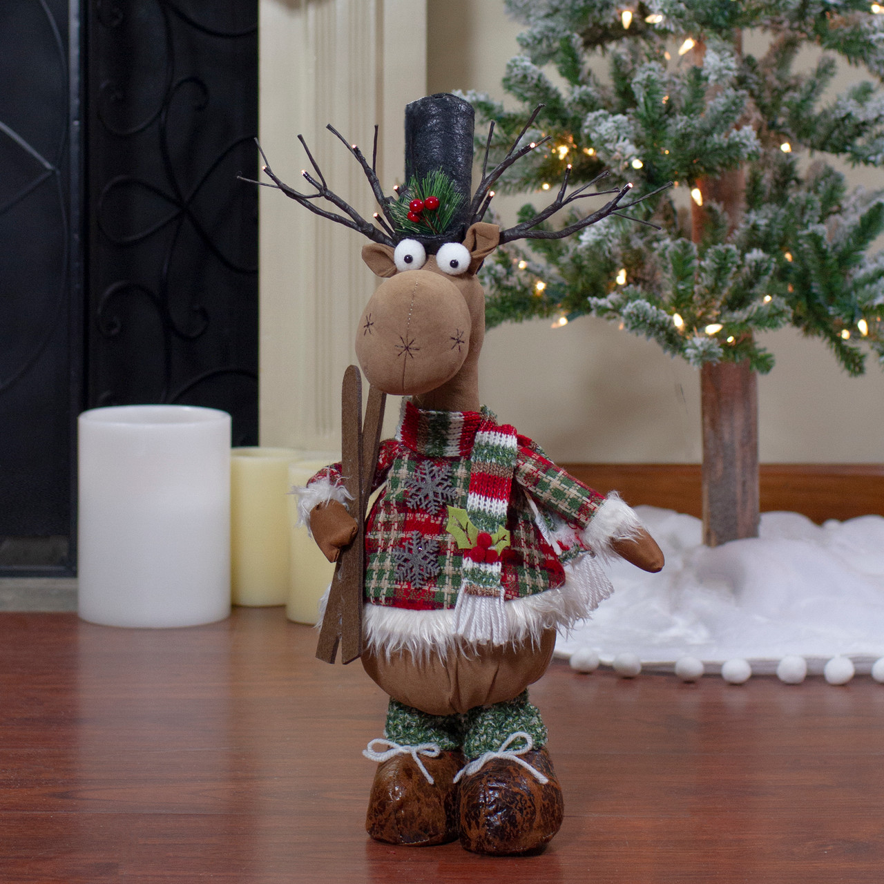 20-Inch Standing Christmas Moose Figure with LED Antlers Tabletop ...