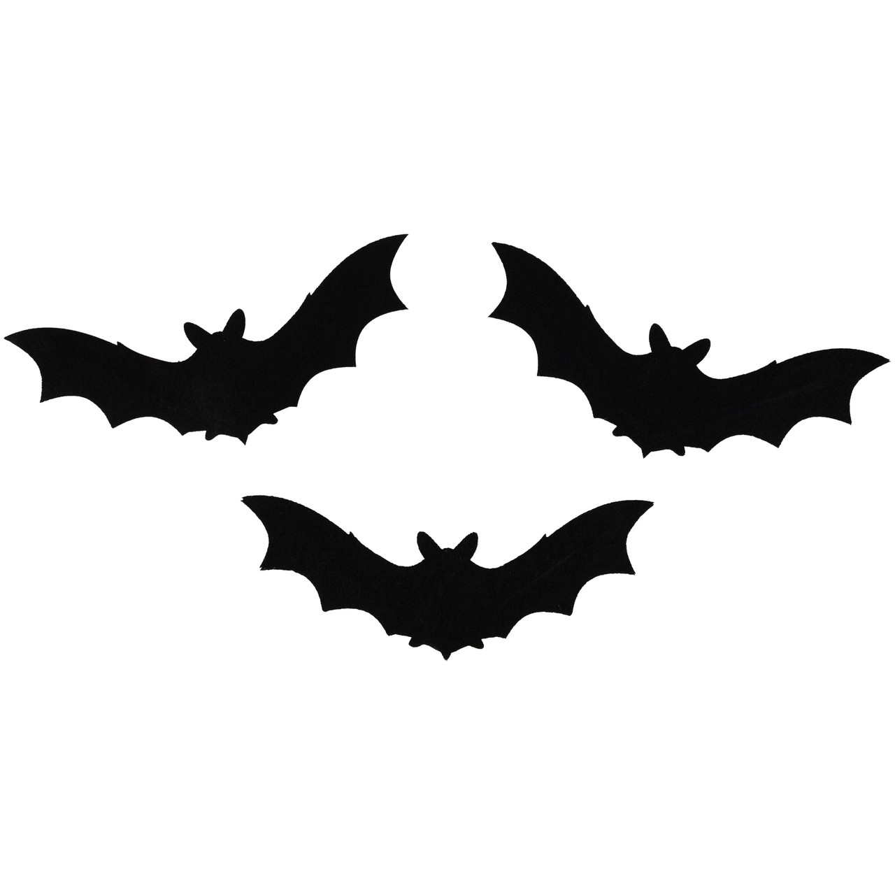 Set of 10 Black Halloween Posable Felt Bats 12