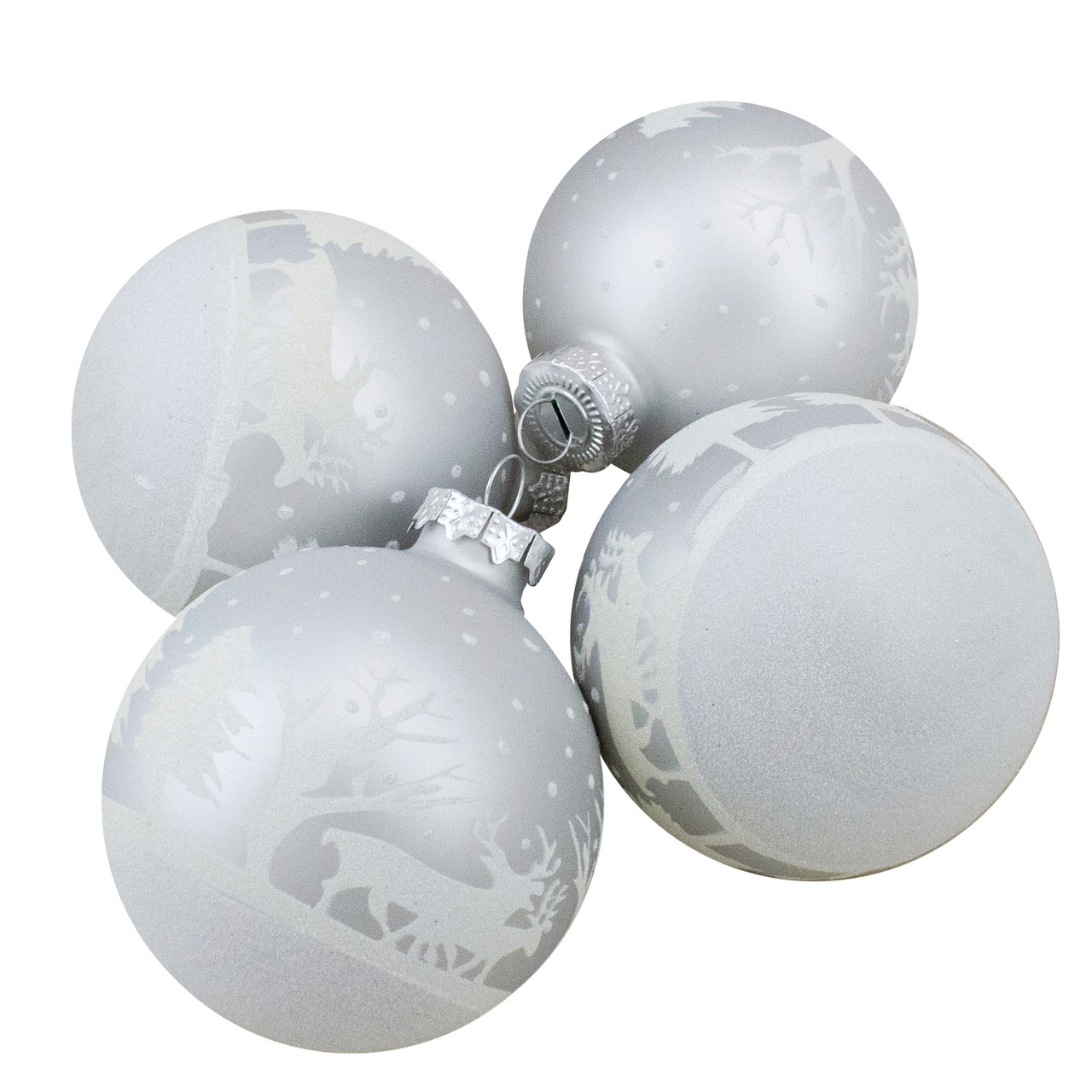 Northlight 8ct Matte Silver Glass Ball Christmas Ornaments 3.25 (82mm)