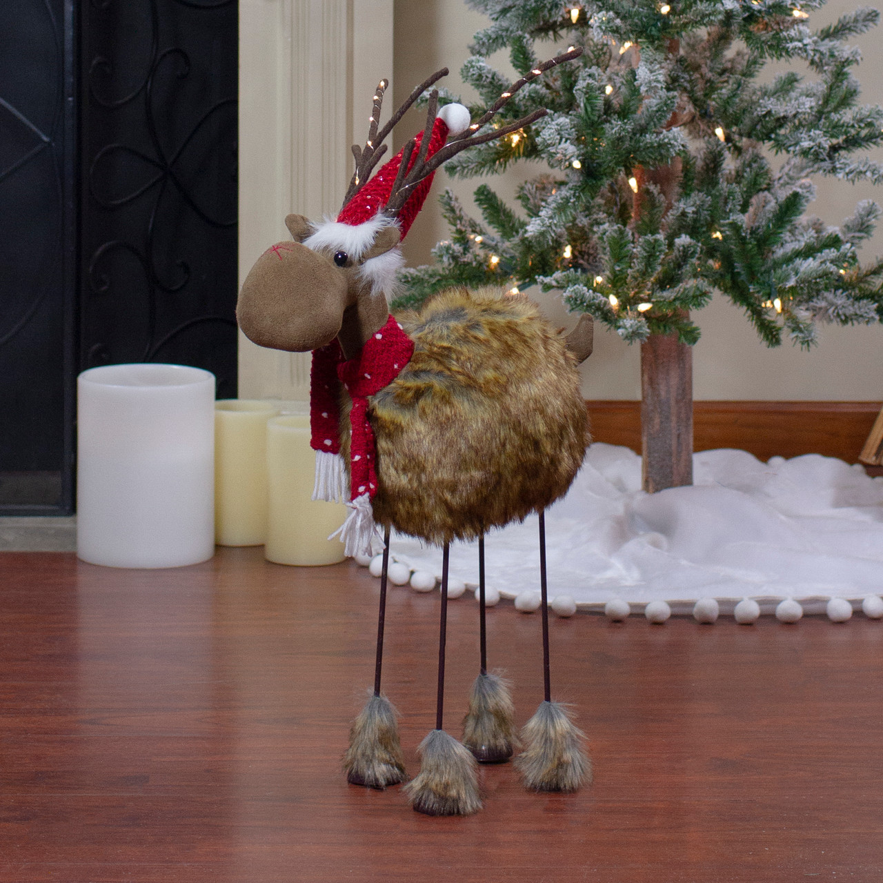 LED Lighted Faux Fur Reindeer Christmas Figure - Thumbnail 5