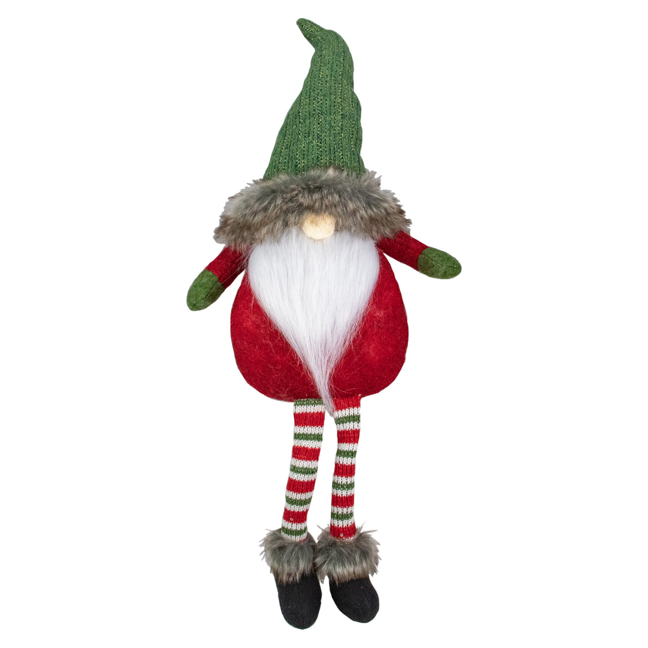 25-Inch Plush Red & Green Sitting Tabletop Gnome Christmas Decoration ...