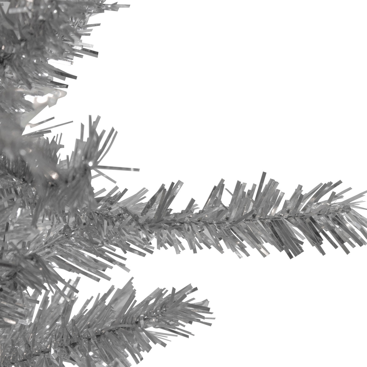 Northlight 4' Holographic Silver Tinsel Slim Artificial Christmas Tree -  Unlit