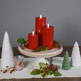 Set of 3 Flameless Solid Red Flickering LED Wax Pillar Candles 8 ...