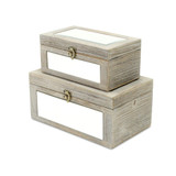 Set of 2 Gray Rectangular Storage Boxes with Mirror 11.75" | Christmas ...