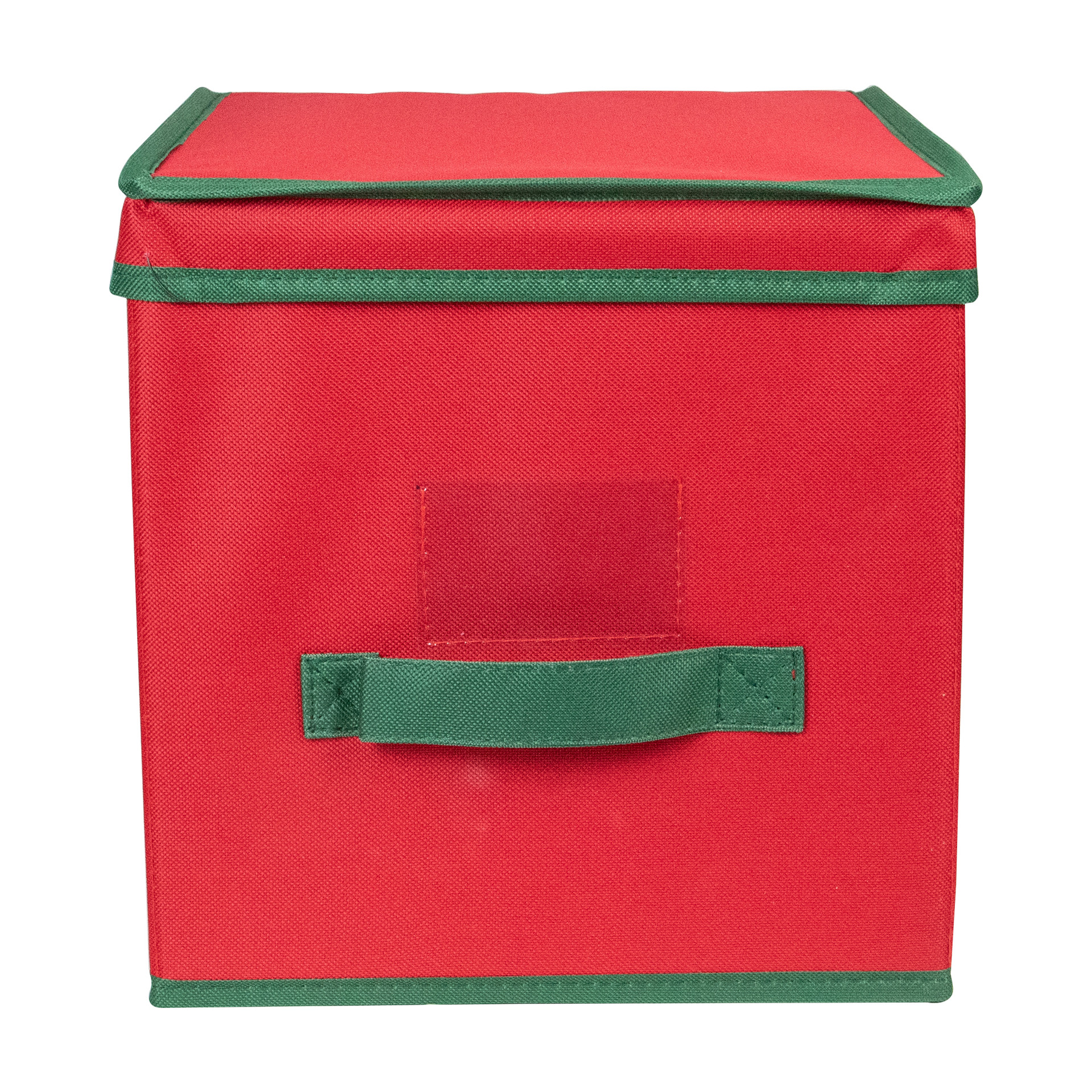 13” Red & Green Christmas Ornament Storage Box with Removable Dividers