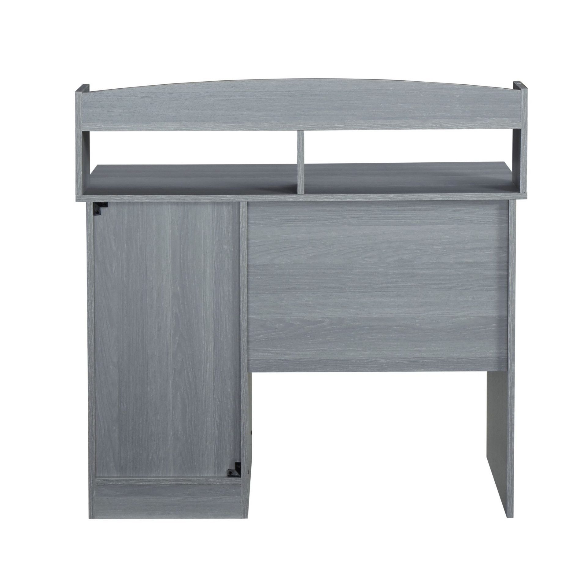 40.5" Gray Unique Techni Mobili Modern Office Desk with Hutch