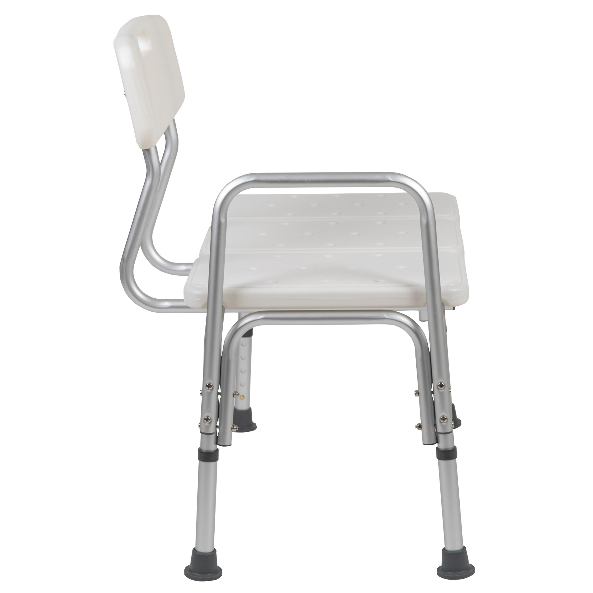 35.5" White Adjustable Bath & Shower Transfer Bench with Side Arm Christmas Central